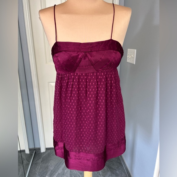 Catherine Malandrino Burgundy Silk Babydoll Cami Top - Picture 1 of 7